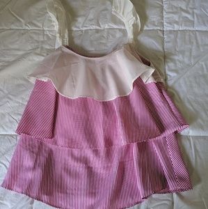 Pink and white ruffle top